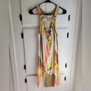 Trina Turk Silk Multicolor Keyhole Sleevless Draped Dress 6